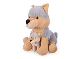 Obrázek z Pes husky sedící s mládětem plyš 25cm 